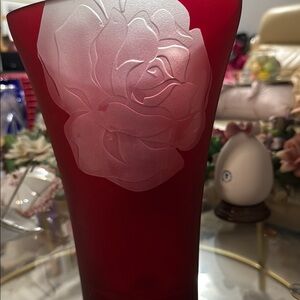 Red Vase with Floral Design